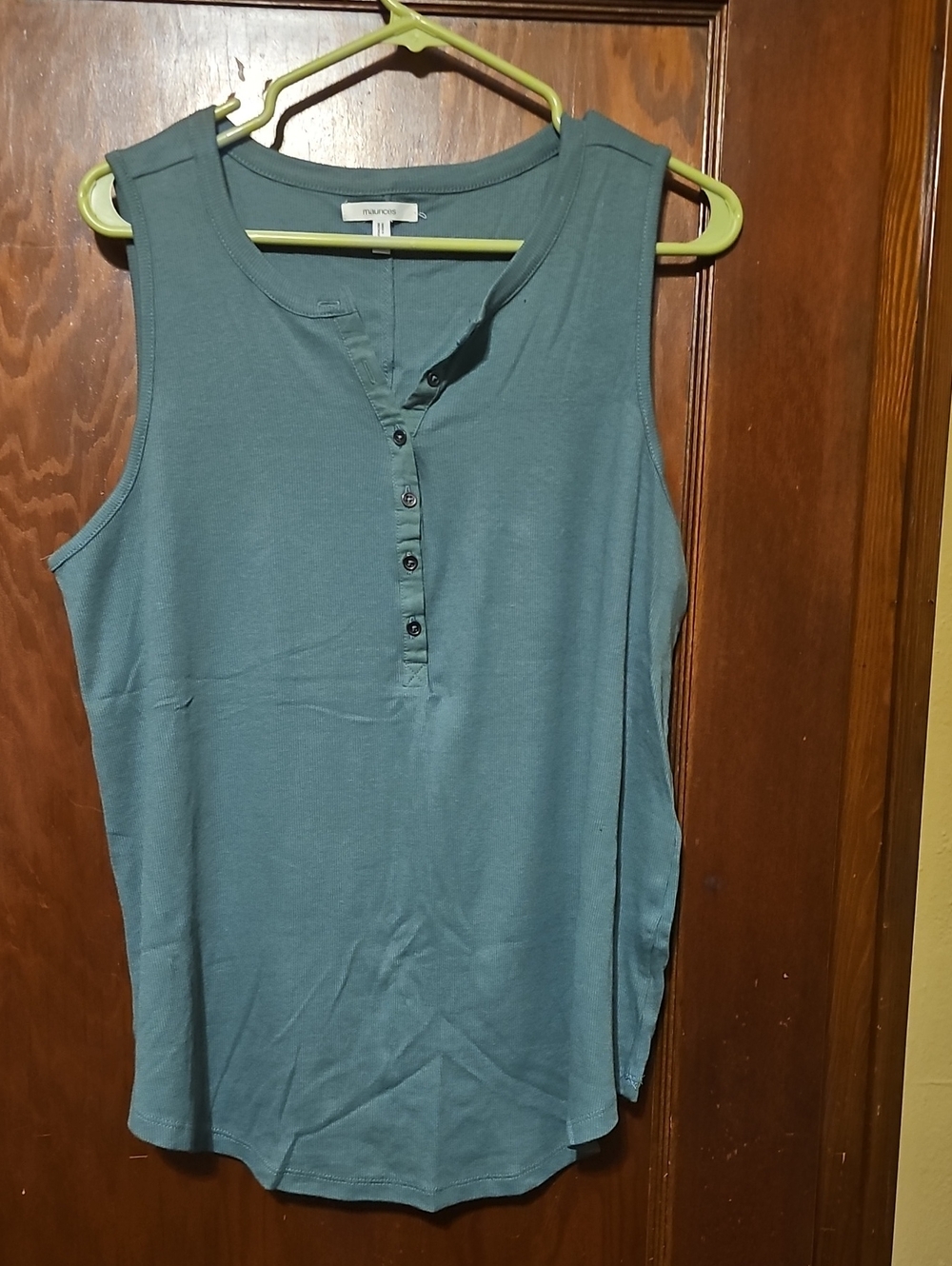 Maurices Teal Sleeveless Henley Tank